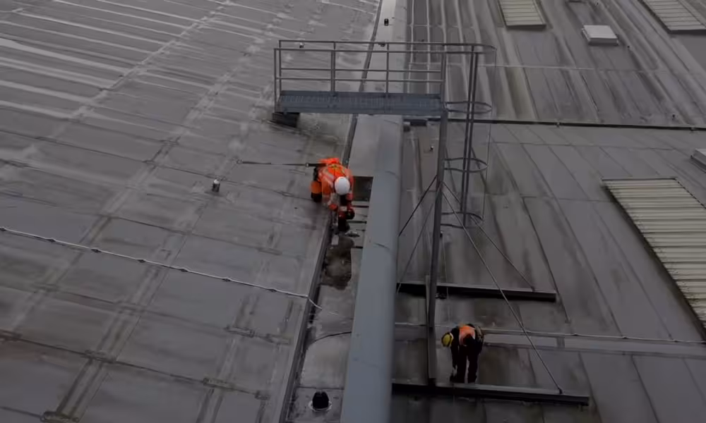 high level maintenance of an industrial roof