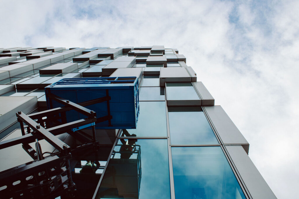 MEWP access to a mixed fabric facade